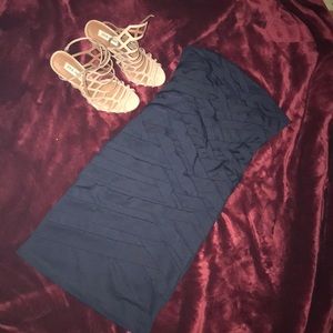 Navy Blue Strapless Dress